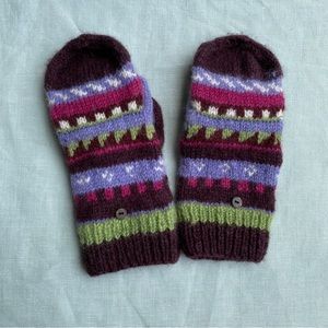 Newari for Icelandic Designs hand knit fair isle wool convertible mittens gloves